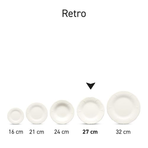 Overzicht van het Bord Retro porseleinen serie met meerdere varianten naast elkaar.