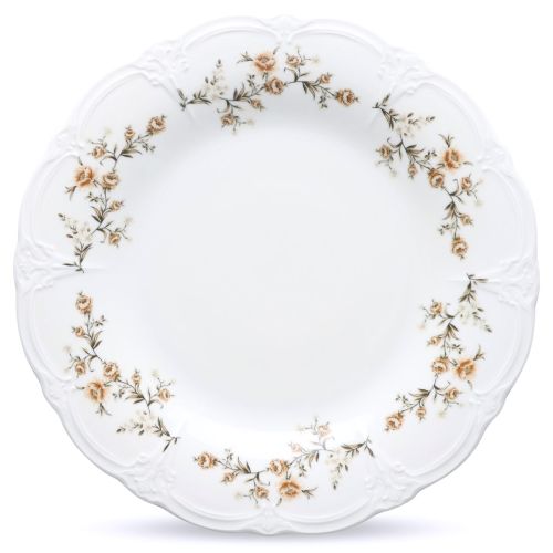 Rond ivoor-bruin bord Retro 32 cm met glad oppervlak en subtiele opstaande rand in frontaal aanzicht.