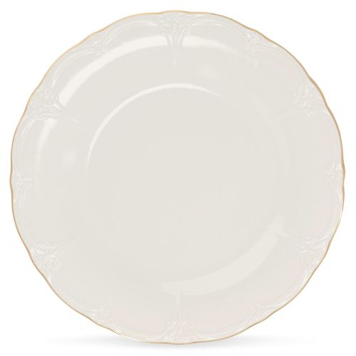 Rond ivoor-goud bord Retro 32 cm met glad oppervlak en subtiele opstaande rand in frontaal aanzicht.