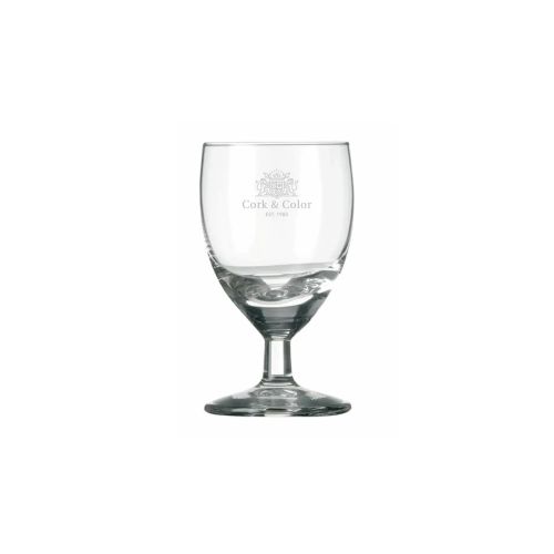Borrelglas Gilde 3,5 cl. met gegraveerd CorkColor-logo op voorzijde, subtiel zichtbaar in glas. Borrelglas Gilde 3,5 cl. met gegraveerd CorkColor-logo op voorzijde, subtiel zichtbaar in glas.