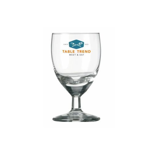 Gilde borrelglas 6 cl. met meerkleurig TableTrend-logo op voorzijde, gedrukt op helder glas. Gilde borrelglas 6 cl. met meerkleurig TableTrend-logo op voorzijde, gedrukt op helder glas.