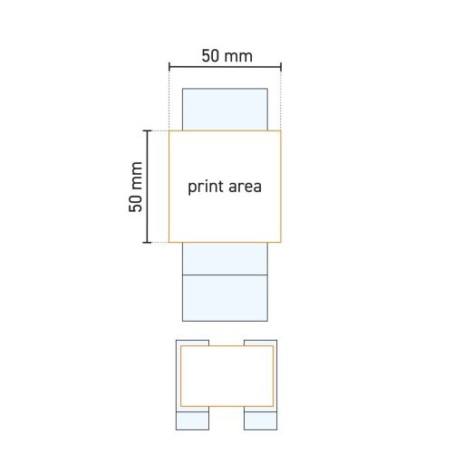Technische werktekening van borrelglas Islande 6,5 cl. met aanduiding van het drukgebied op het glas. Technische werktekening van borrelglas Islande 6,5 cl. met aanduiding van het drukgebied op het glas.
