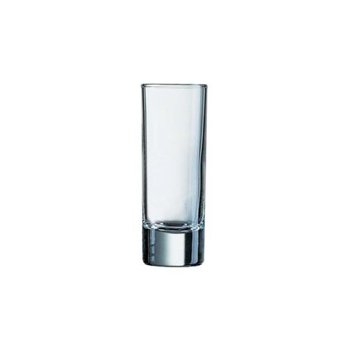 Helder borrelglas Islande 6,5 cl. in vooraanzicht, met eenvoudige cilindervorm en glad oppervlak. Helder borrelglas Islande 6,5 cl. in vooraanzicht, met eenvoudige cilindervorm en glad oppervlak.