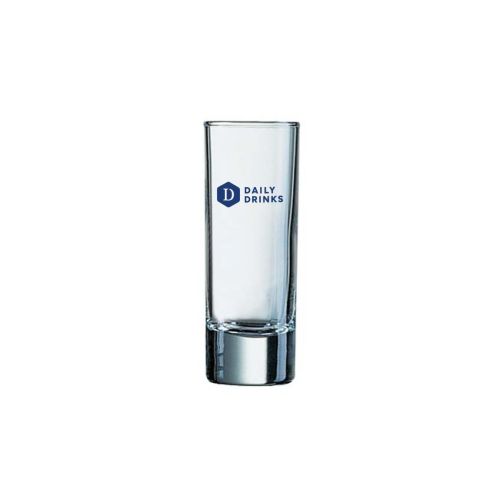 Borrelglas Islande 6,5 cl. met éénkleurig DailyDrinks-logo op voorzijde, gedrukt op glasheldere basis. Borrelglas Islande 6,5 cl. met éénkleurig DailyDrinks-logo op voorzijde, gedrukt op glasheldere basis.