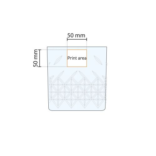 Technische werktekening toont het drukgebied van het Broadway Tumbler glas 30 cl. voor bedrukking. Technische werktekening toont het drukgebied van het Broadway Tumbler glas 30 cl. voor bedrukking.