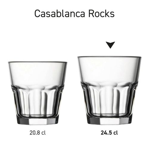 Serie Casablanca Rocks glazen 24,5 en 20,8 cl. gepresenteerd als serie. Serie Casablanca Rocks glazen 24,5 en 20,8 cl. gepresenteerd als serie.