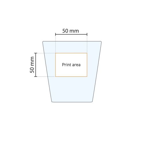 Technische werktekening van het drukgebied op het City glas 25 cl. voor logoplaatsing. Technische werktekening van het drukgebied op het City glas 25 cl. voor logoplaatsing.