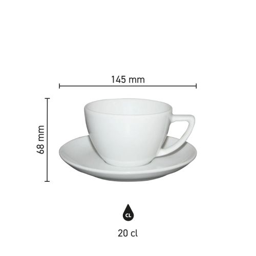Infographic toont technische maatvoering van Classic Cappuccino 20 cl. porseleinen SET. Infographic toont technische maatvoering van Classic Cappuccino 20 cl. porseleinen SET.