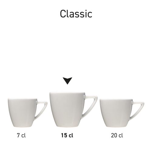 Overzicht van meerdere Classic Koffie koppen wit als serie gepresenteerd op rij. Overzicht van meerdere Classic Koffie koppen wit als serie gepresenteerd op rij.