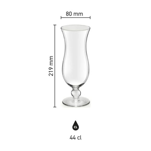 Infographic met maten van het Blue Hawai cocktailglas 44 cl. inclusief inhoud en hoogte. Infographic met maten van het Blue Hawai cocktailglas 44 cl. inclusief inhoud en hoogte.