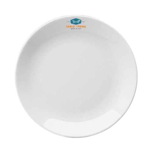 Wit porseleinen coupebord Hotel 25 cm voorzien van meerkleurig TableTrend-logo aan de bovenzijde. Wit porseleinen coupebord Hotel 25 cm voorzien van meerkleurig TableTrend-logo aan de bovenzijde.