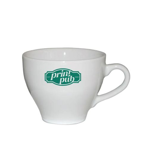 Dom Cappuccino kop 20 cl. voorzien van PrintPub-logo in één kleur op het voorvlak. Dom Cappuccino kop 20 cl. voorzien van PrintPub-logo in één kleur op het voorvlak.