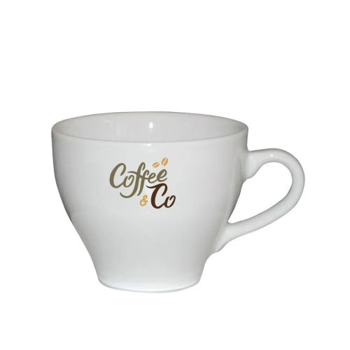 Porseleinen Dom Cappuccino kop 20 cl. met meerkleurig CoffeeCo-logo op de voorkant. Porseleinen Dom Cappuccino kop 20 cl. met meerkleurig CoffeeCo-logo op de voorkant.