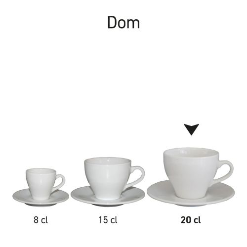 Serie Dom Cappuccino wit 20 cl. sets gepresenteerd als uniforme reeks. Serie Dom Cappuccino wit 20 cl. sets gepresenteerd als uniforme reeks.