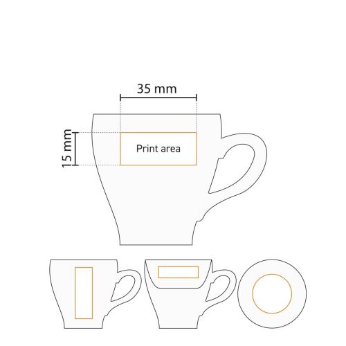 Gedetailleerde werktekening met drukgebied voor logo-opdruk op de Dom Espresso kop 8 cl. Gedetailleerde werktekening met drukgebied voor logo-opdruk op de Dom Espresso kop 8 cl.