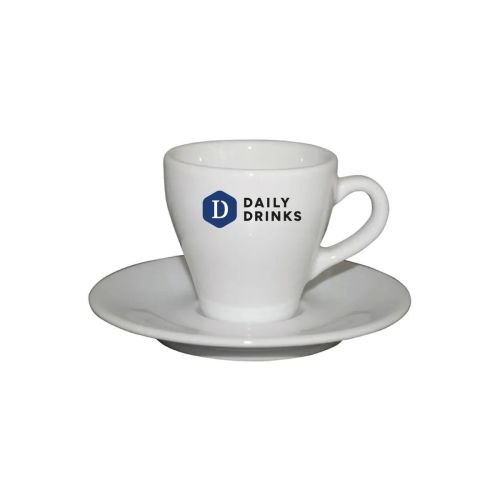 Dom Espresso 8 cl. SET met kleurrijk DailyDrinks-logo aan de voorzijde bedrukt. Dom Espresso 8 cl. SET met kleurrijk DailyDrinks-logo aan de voorzijde bedrukt.