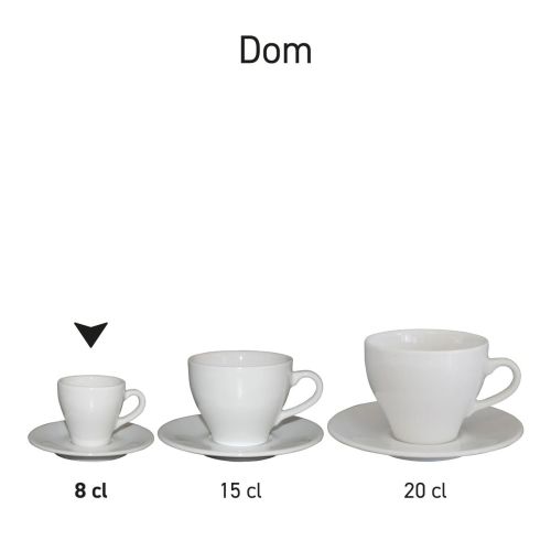 Serie Dom Espresso wit 8 cl. sets gepresenteerd als onderdelen van de Dom-serie. Serie Dom Espresso wit 8 cl. sets gepresenteerd als onderdelen van de Dom-serie.