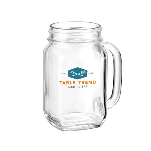 Drink Jar Country 48 cl bedrukt met kleurrijk TableTrend-logo op de voorzijde van het glas. Drink Jar Country 48 cl bedrukt met kleurrijk TableTrend-logo op de voorzijde van het glas.