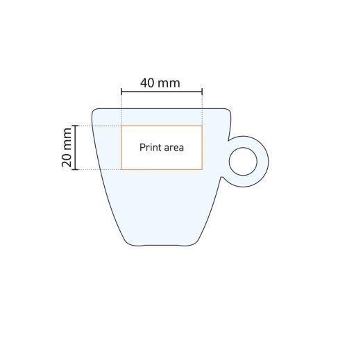Gedetailleerde werktekening toont het drukgebied voor bedrukking op het Easy Bar glas. Gedetailleerde werktekening toont het drukgebied voor bedrukking op het Easy Bar glas.