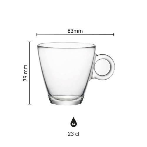 Technische werktekening toont drukgebied en logopositie op de Easy Bar cappuccino kop 23 cl. van glas. Technische werktekening toont drukgebied en logopositie op de Easy Bar cappuccino kop 23 cl. van glas.