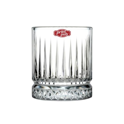 Eénkleurige bedrukking van PrintPub-logo zichtbaar op de voorkant van het whiskyglas. Eénkleurige bedrukking van PrintPub-logo zichtbaar op de voorkant van het whiskyglas.