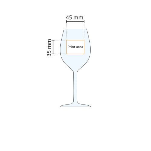 Technische werktekening met aanduiding van het drukgebied op het Esprit 32 cl. glas. Technische werktekening met aanduiding van het drukgebied op het Esprit 32 cl. glas.