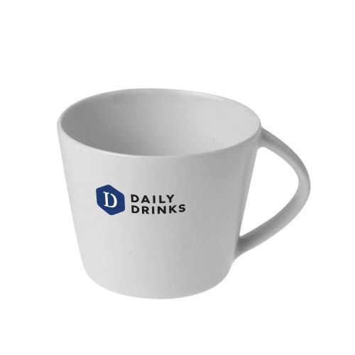 Porseleinen koffiekop 20 cl. bedrukt met meerkleurig DailyDrinks-logo op vooraanzicht. Porseleinen koffiekop 20 cl. bedrukt met meerkleurig DailyDrinks-logo op vooraanzicht.