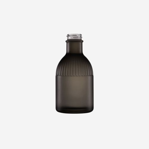 Fles Florence 0,2 liter van helder zwart glas in vooraanzicht, met slanke vorm, smalle hals en transparante uitstraling.