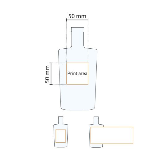 Technische werktekening met drukgebied van de Fles Neos 0,5 liter glas. Technische werktekening met drukgebied van de Fles Neos 0,5 liter glas.