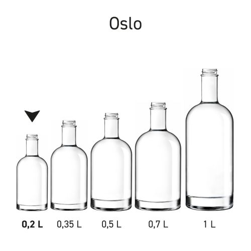 Set van meerdere Oslo flessen als productserie in een rij weergegeven. Set van meerdere Oslo flessen als productserie in een rij weergegeven.