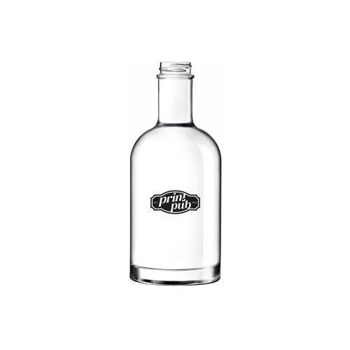 Glazen fles Oslo 0,35 liter in recht vooraanzicht met blauwe dop of logo. Glazen fles Oslo 0,35 liter in recht vooraanzicht met blauwe dop of logo.