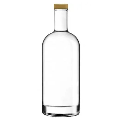 Fles Oslo 1,0 liter van helder glas, recht van voren gefotografeerd zonder opdruk met gouden dop. Fles Oslo 1,0 liter van helder glas, recht van voren gefotografeerd zonder opdruk met gouden dop.