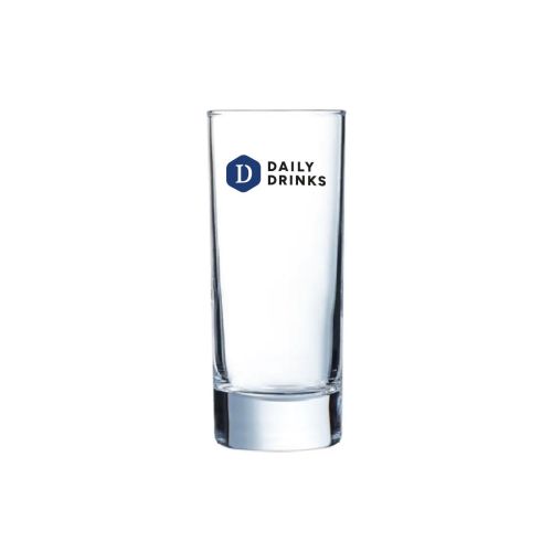 Islande longdrinkglas 17 cl. met bedrukt logo DailyDrinks in meerdere kleuren op de voorzijde. Islande longdrinkglas 17 cl. met bedrukt logo DailyDrinks in meerdere kleuren op de voorzijde.