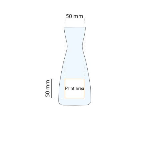 Drukgebied voor logo op Karaf Ypsilon 0,50 liter glas weergegeven in gedetailleerde werktekening. Drukgebied voor logo op Karaf Ypsilon 0,50 liter glas weergegeven in gedetailleerde werktekening.