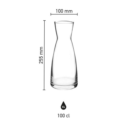 Infographic toont hoogte, diameter en inhoud van karaf Ypsilon 1 liter met kurksluiting. Infographic toont hoogte, diameter en inhoud van karaf Ypsilon 1 liter met kurksluiting.