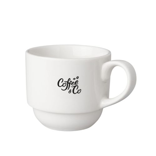 Koffiekop Mammoet Budgetline 20 cl. bedrukt met enkelkleurig logo van CoffeeCo op de voorzijde. Koffiekop Mammoet Budgetline 20 cl. bedrukt met enkelkleurig logo van CoffeeCo op de voorzijde.