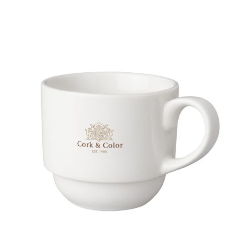 Porseleinen koffiekop 20 cl. voorzien van meerkleurig CorkColor-logo op het midden van de voorzijde. Porseleinen koffiekop 20 cl. voorzien van meerkleurig CorkColor-logo op het midden van de voorzijde.