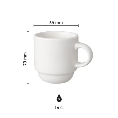 Infographic met afmetingen van de Budgetline Smal koffiekop 14 cl porselein, inclusief inhoud en hoogte. Infographic met afmetingen van de Budgetline Smal koffiekop 14 cl porselein, inclusief inhoud en hoogte.