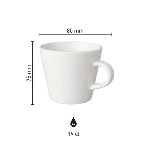 Infographic met afmetingen van porseleinen koffiekop Neo Budgetline 19 cl, inclusief diameter en hoogte. Infographic met afmetingen van porseleinen koffiekop Neo Budgetline 19 cl, inclusief diameter en hoogte.