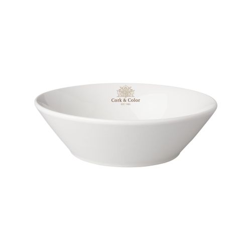 Meerkleurig CorkColor-logo op voorzijde van witte porseleinen kom Neo Budgetline 18 cm. Meerkleurig CorkColor-logo op voorzijde van witte porseleinen kom Neo Budgetline 18 cm.