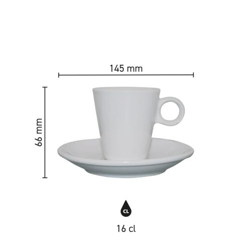Infographic met de productafmetingen van de Lukas koffie wit 16 cl. set Infographic met de productafmetingen van de Lukas koffie wit 16 cl. set