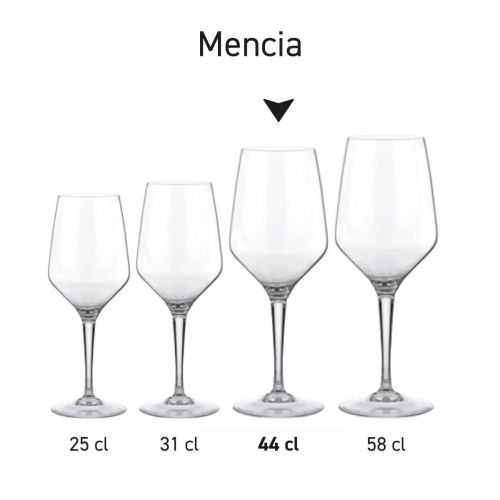 Seriebeeld met meerdere Mencia glazen in varianten naast elkaar gepresenteerd. Seriebeeld met meerdere Mencia glazen in varianten naast elkaar gepresenteerd.