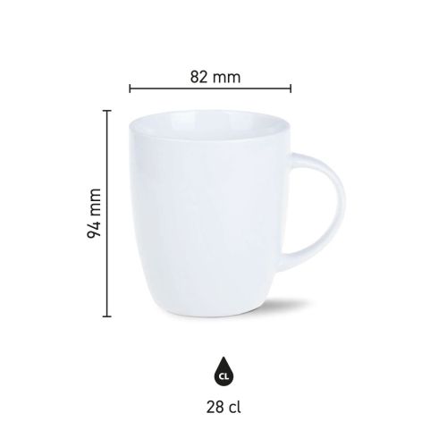 Infographic met hoogte, diameter en inhoud van de Mini Specta mok 28 cl. in duidelijke schaalweergave. Infographic met hoogte, diameter en inhoud van de Mini Specta mok 28 cl. in duidelijke schaalweergave.