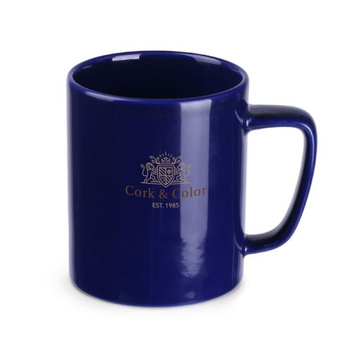 Voorzijde van mok met meerkleurige CorkColor-logo-opdruk op keramisch oppervlak. Voorzijde van mok met meerkleurige CorkColor-logo-opdruk op keramisch oppervlak.