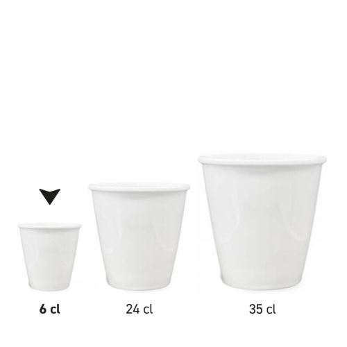 Overzichtsafbeelding met meerdere papercups porselein in verschillende inhoudsmaten. Overzichtsafbeelding met meerdere papercups porselein in verschillende inhoudsmaten.