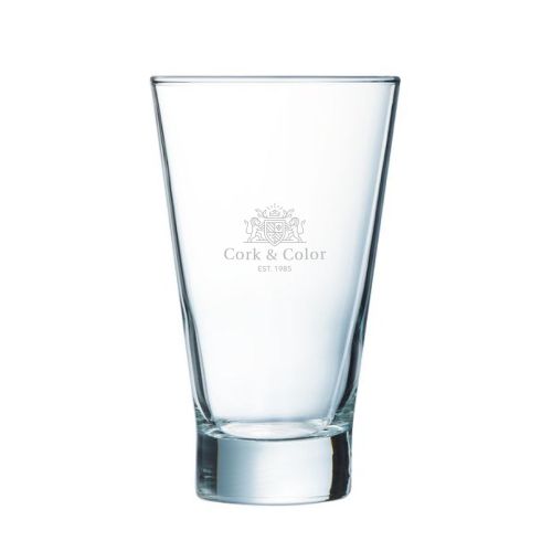 Gravure van het CorkColor-logo zichtbaar op de voorkant van het Shetland 35 cl. glas.