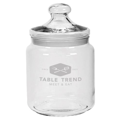 Gegraveerd TableTrend-logo op voorzijde van glazen snoeppot Big Club 2,0 liter. Gegraveerd TableTrend-logo op voorzijde van glazen snoeppot Big Club 2,0 liter.