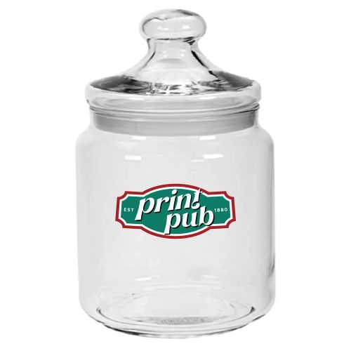 Glazen Big Club snoeppot 2,0 liter met meerkleurig PrintPub-logo aan de voorzijde. Glazen Big Club snoeppot 2,0 liter met meerkleurig PrintPub-logo aan de voorzijde.