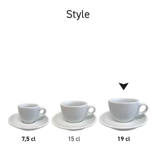 Serie-afbeelding van Style Cappuccino porseleinsets naast elkaar gepresenteerd. Serie-afbeelding van Style Cappuccino porseleinsets naast elkaar gepresenteerd.