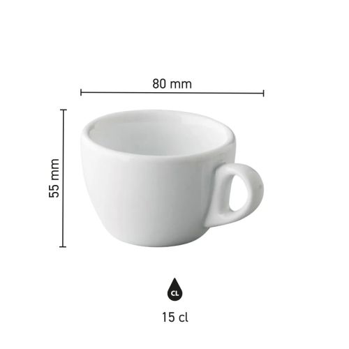 Infographic met productafmetingen van Style Koffie kop 15 cl. in porselein. Infographic met productafmetingen van Style Koffie kop 15 cl. in porselein.
